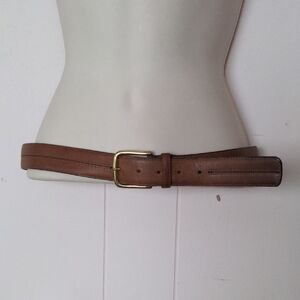 Stetson Tan Leather Belt with Gold Buckle